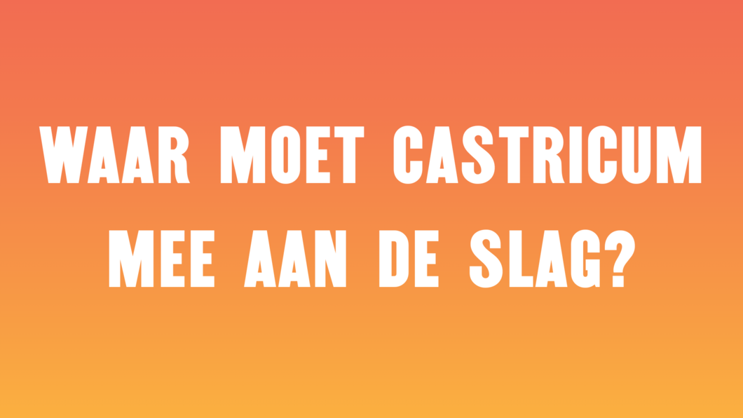 Witte letters tegen oranje achtergrond: Waar moet Castricum mee aan de slag?