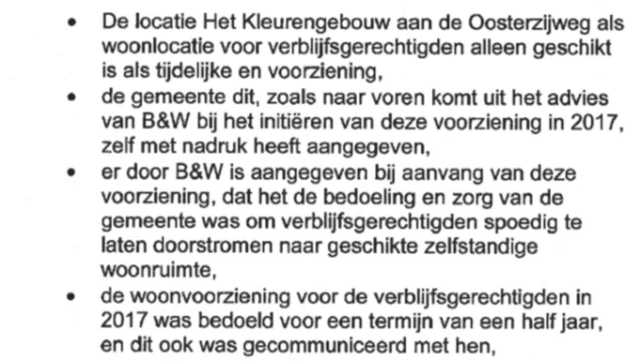 Afbeelding van een gedeelte uit de motie van Marieke Kooter over de flexwoningen in Limmen